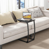 C Shaped End Table Side Table of 2, Small Sofa Table with Metal Frame