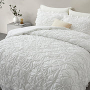 King Size Comforter Sets, White Bedding Comforter Set, 3 Pieces Pinch Pleat Bedding Sets