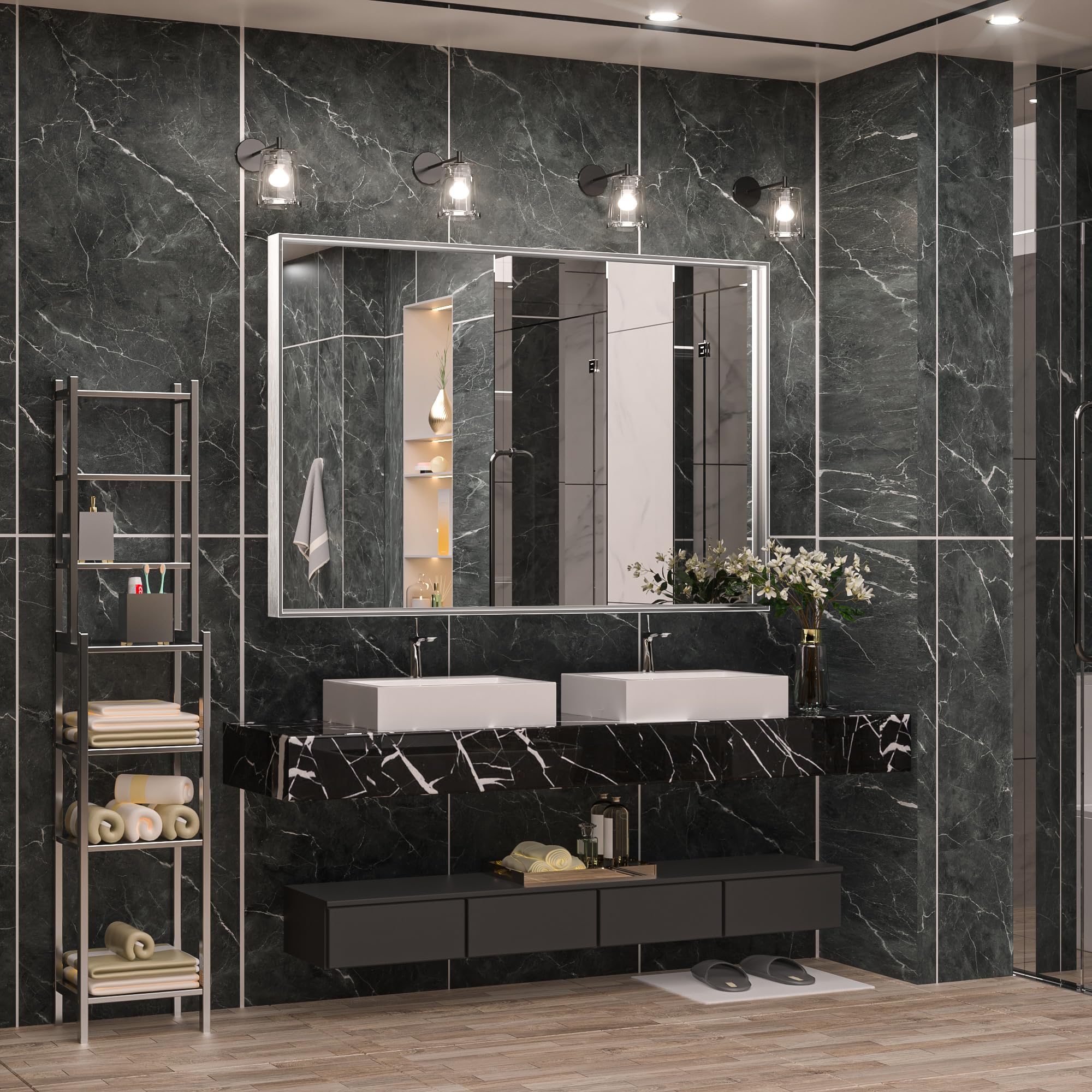 Silver Bathroom Mirror Rectangular Vanity Mirror