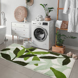 Leaf Bathroom Runner Rug 24x60 Non Slip Long Bathroom Rugs Green Extra Large Bath