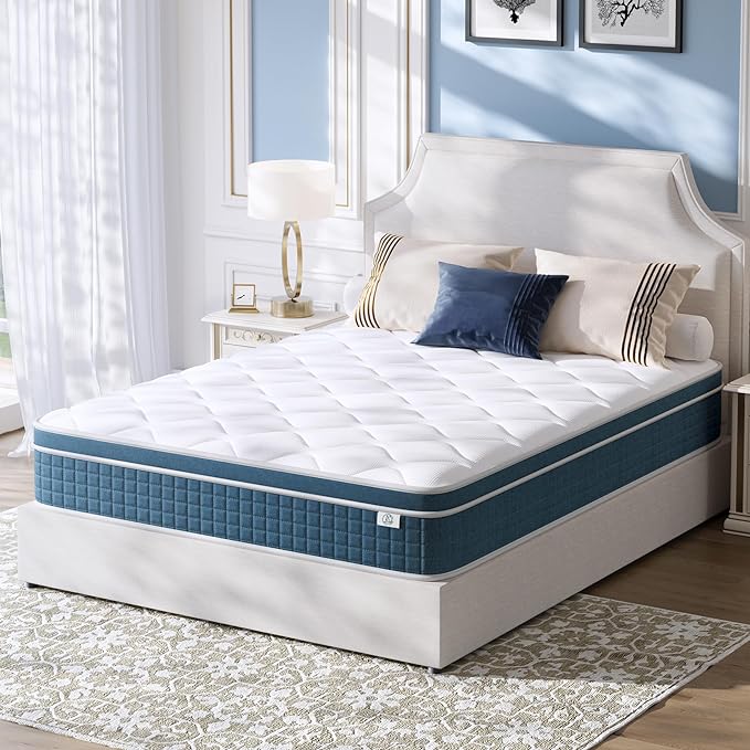 Queen Size Mattress, 12 Inch Hybrid Queen Mattress in a Box, 3 Layer Premium Foam with Pocket Springs