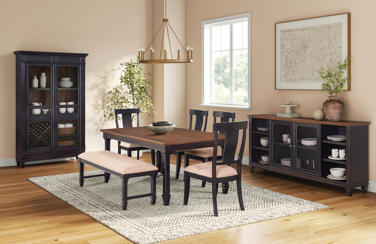 Traditional Wood Dining Table, Kitchen seat, Fully Assembled, Black Bench