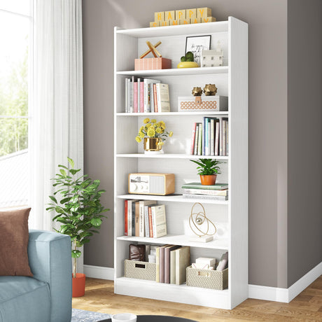 78-inch Tall Bookcase, Modern 7-Tier White Library Bookshelf with Storage Shelves