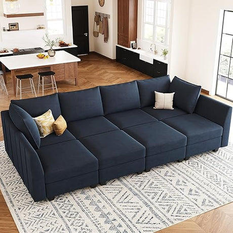 Modular Sleeper Sofa Velvet Sectional Couch with Storage 8 Seats Sectional