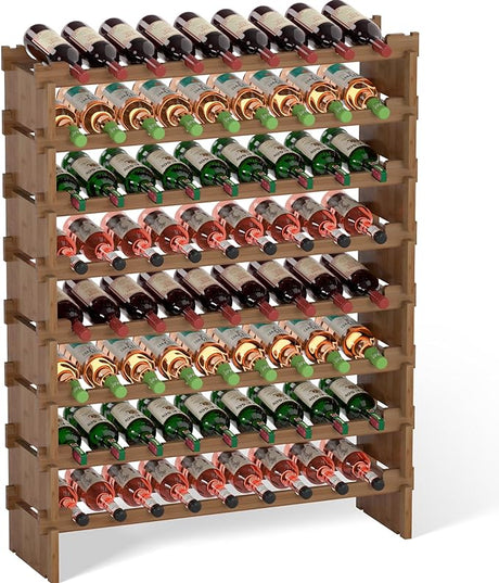 Wine Rack Freestanding Floor - 8 Tiers Wine Bottle Holder 72 Bottle Stackable Wine Rack