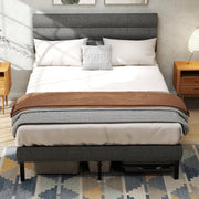Upholstered Headboard, Metal Platform Bed Frame Full Size with 14" Underbed