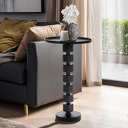 26" H Black Aluminum Stacked Disc Accent Table with Twisted Pedestal