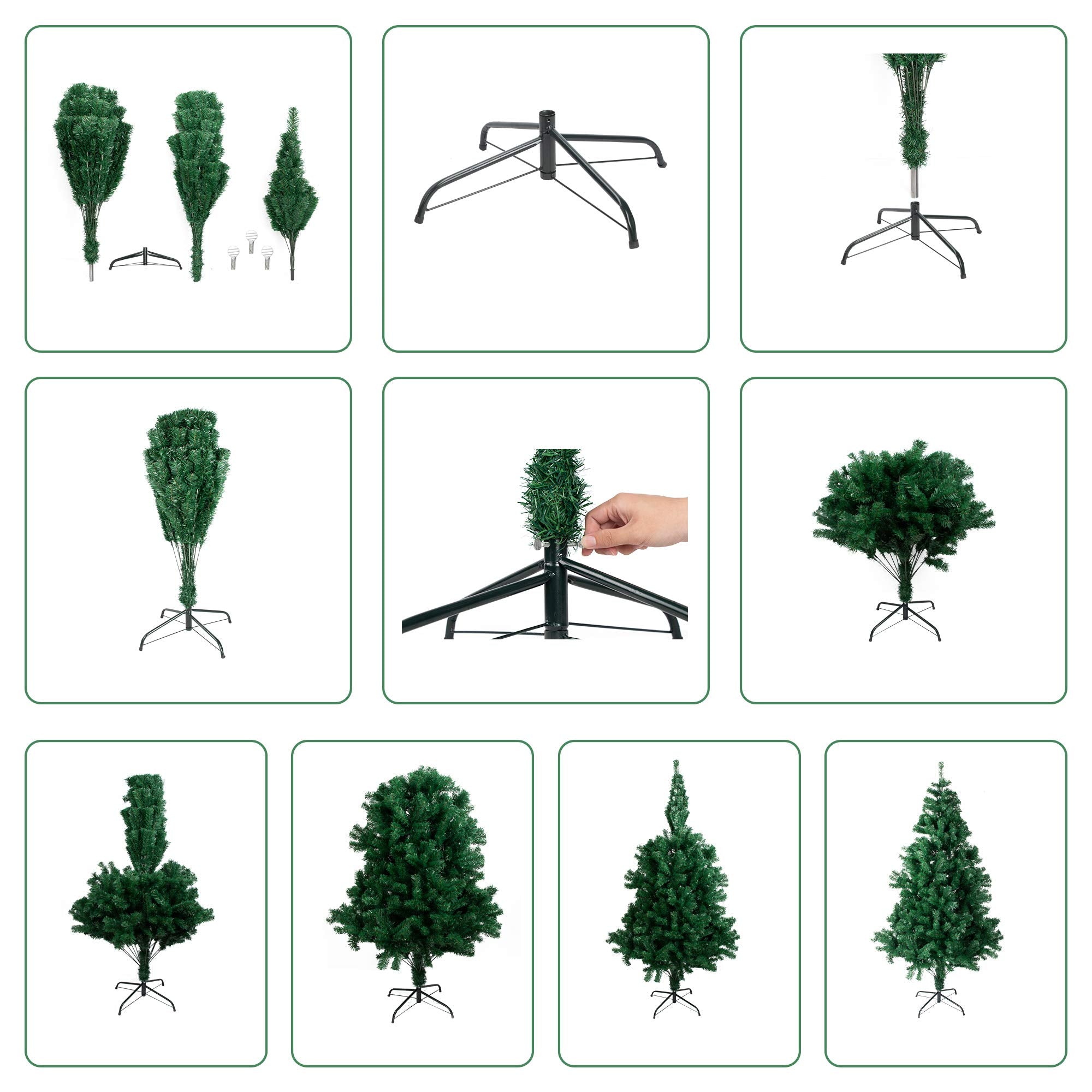 Artificial Christmas Pine Tree Fake Xmas Spruce Trees Holiday Decoration with Metal
