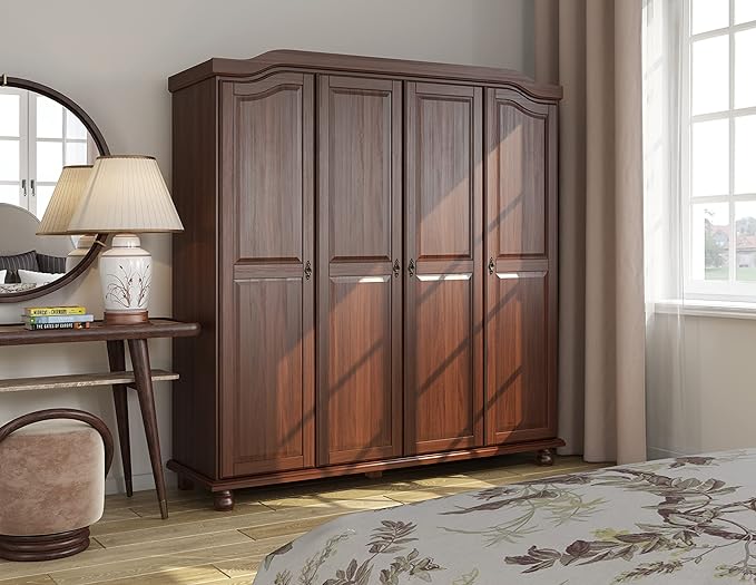 100% Solid Wood Kyle 4-Door Armoire Wardrobe Closet