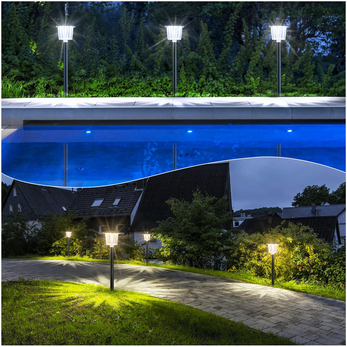 Powered Pathway Lights for Outside, 6 Pack Solar Garden Lights ip65 Waterproof, Up