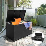 Outdoor Wicker Storage Box, Garden Deck Bin with Steel Frame, Rattan Storage Box