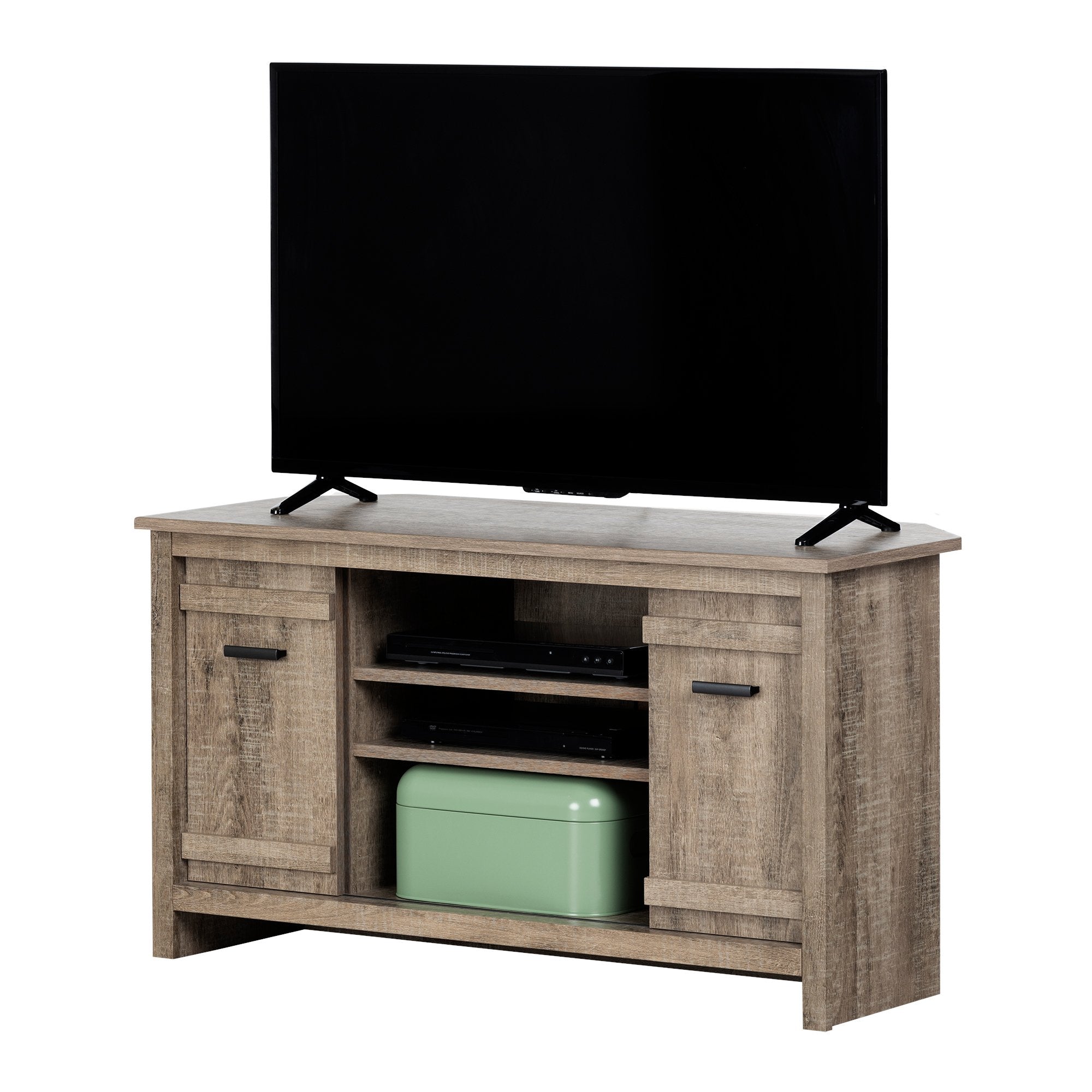 Exhibit Corner Stand, for TVs up to 42'', Weathered Oak