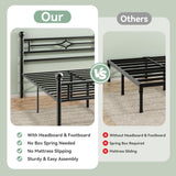 Full Bed Frame with Headboard and Footboard - Heavy Duty Metal Platform