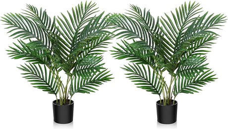 Fopamtri Fake Majesty Palm Plant 3 Feet Artificial Majestic Palm Faux Ravenea Rivularis in Pot for Indoor