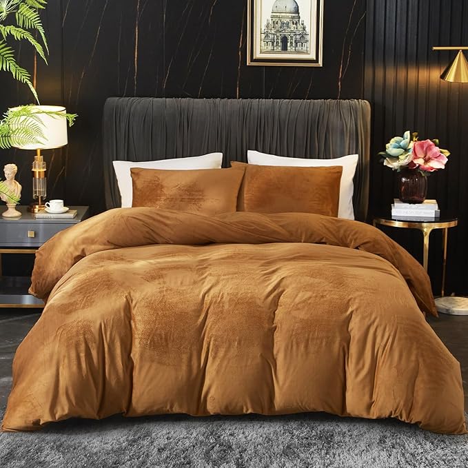 Velvet Duvet Cover Queen Set Sage Green Comforter Cover 3Pcs Ultra Soft Cover