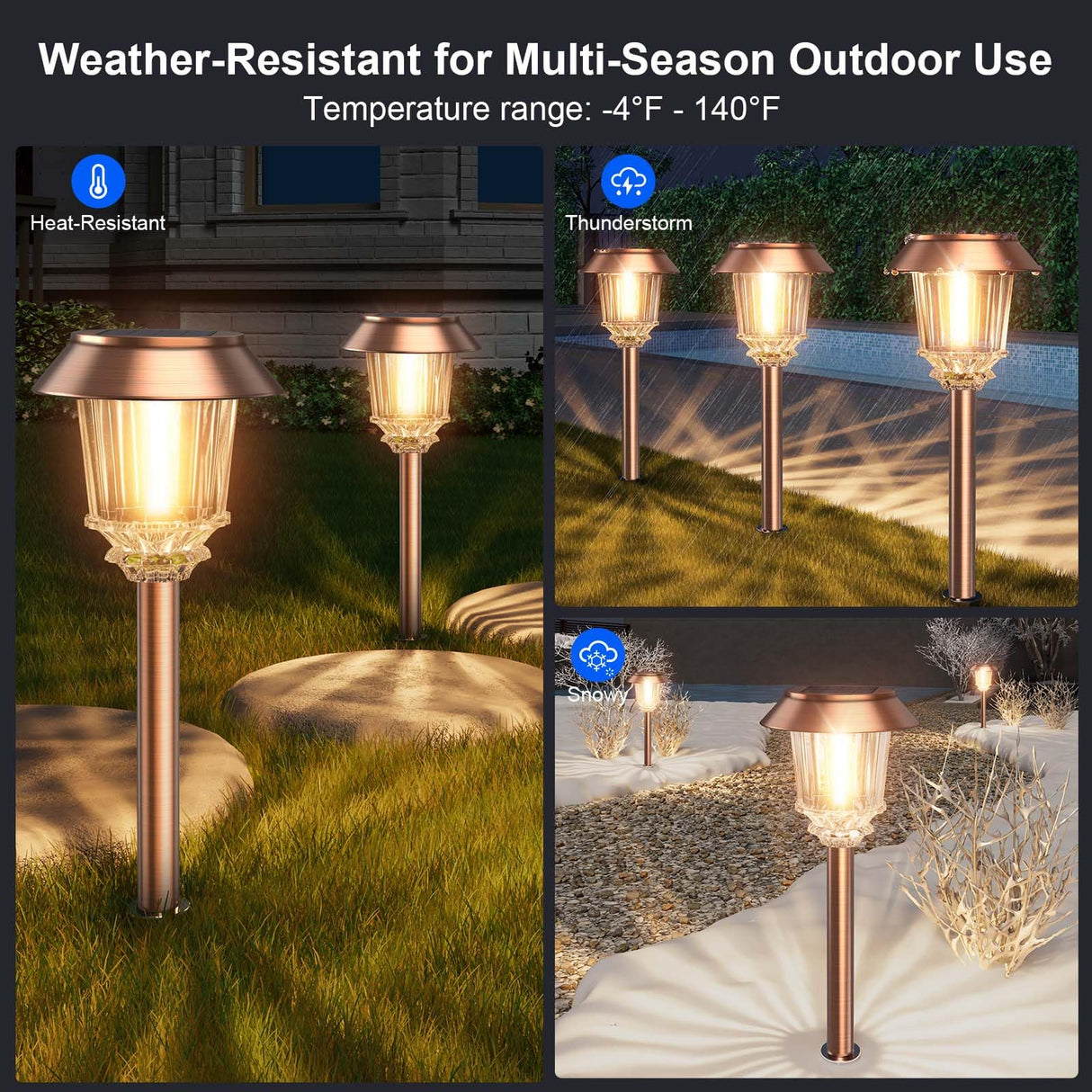 Solar Lights Outdoor Waterproof, 4 Pack Solar Lights for Outside, 10-40 LM Dimmable LED