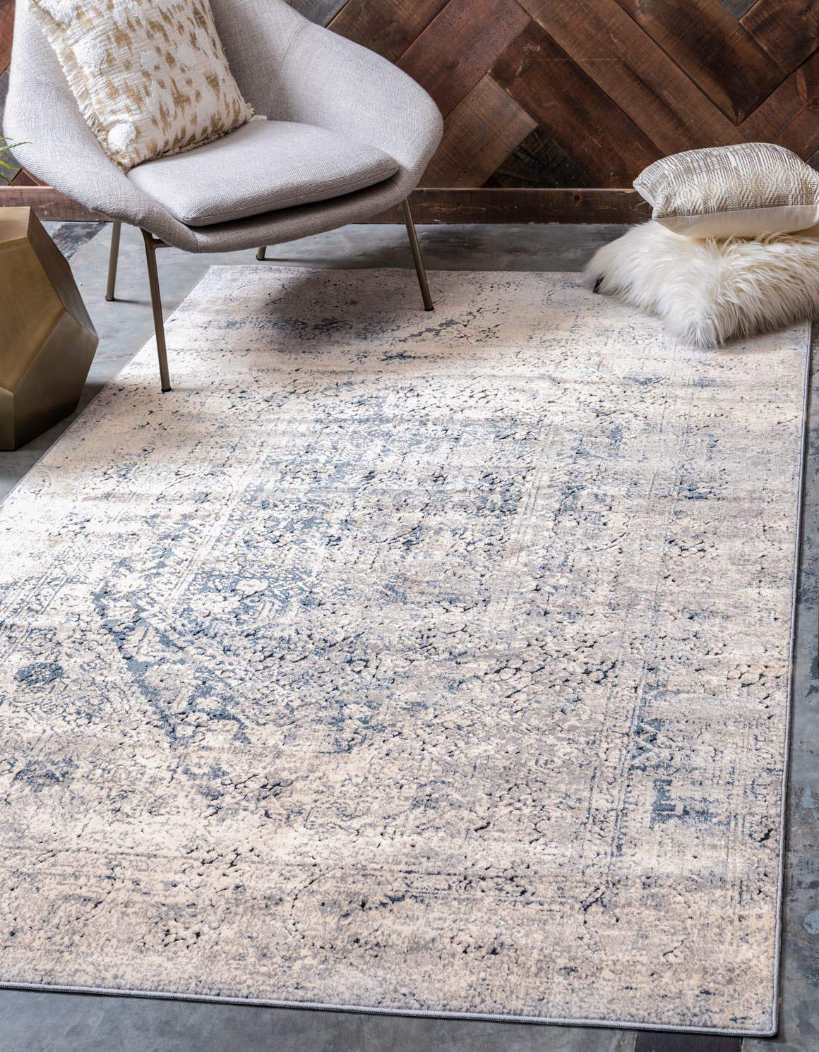 Chateau Collection Area Rug - Quincy (9' x 12' 2" Rectangle, Gray/ Beige)