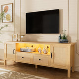 Rattan Tall Entertainment Center for 65 inch TV, Modern TV Stands for Living Room,Tall TV Stand