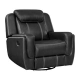 Swivel Glider Recliner Chair, Nursery Glider, Faux Leather Recliner Chair with Headrest, Manual Recliner Sofa Chair for Living Room/Office/Apartment, Black