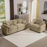 Modern Living Room Sofa Two-Piece Set, Ergonomic Design with Soft Fabric