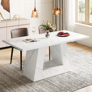 63" Rectangular Dining Table with Faux Marble Top