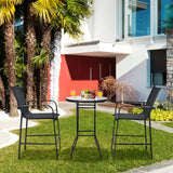 3 Pieces Outdoor Patio Bar Set, Outdoor Bistro Set with 2 Bar Stools and 1 Tempered Glass Bar Table