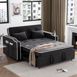 Sleeper Sofa Bed with USB Port, Velvet Pull Out Couch Bed, 3-in-1 Convertible