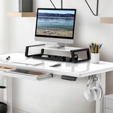 48-Inch Whole-Piece Glass Electric Height Adjustable Desk with Monitor Riser