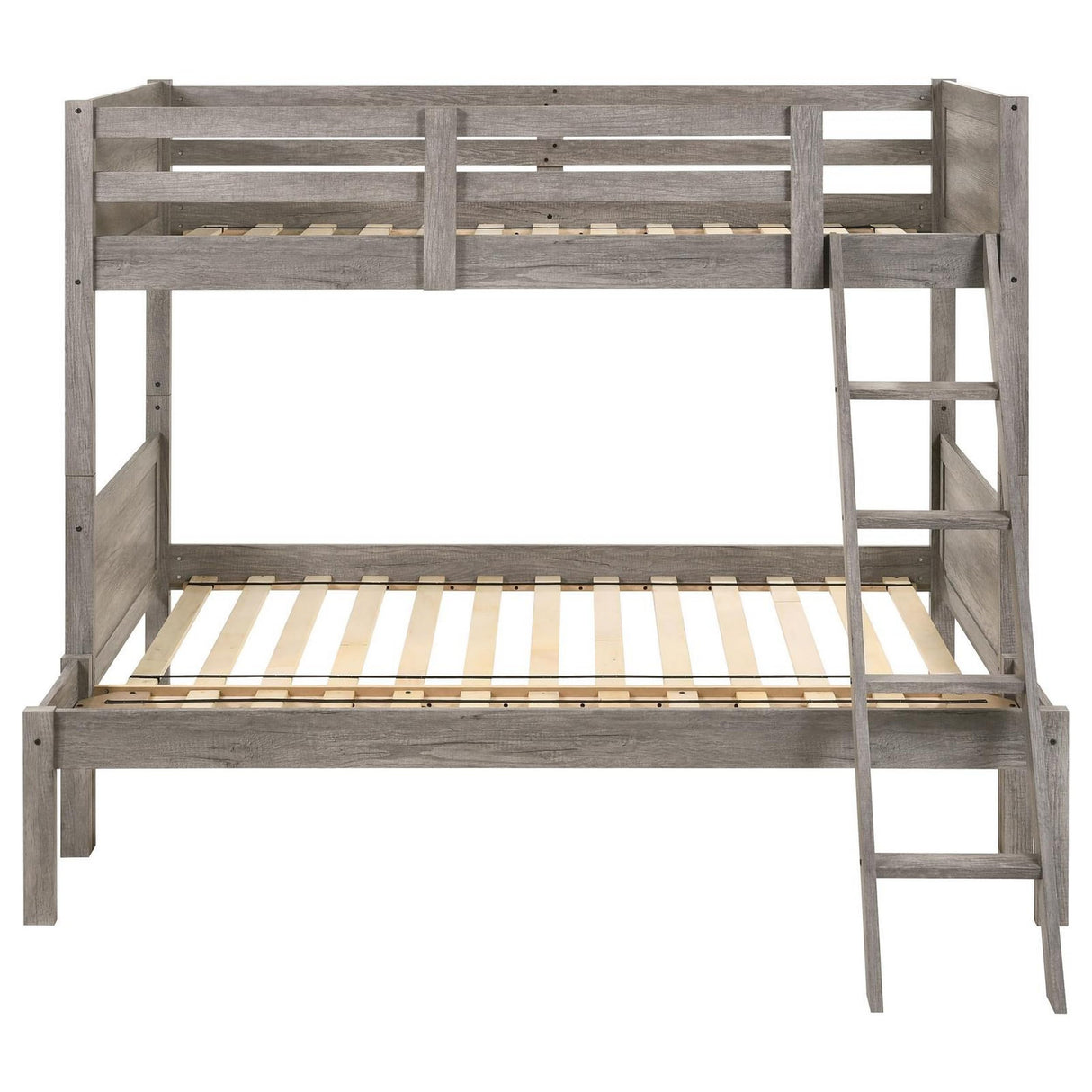 Guard Rails Weathered Wood Over Full Bunk Bed Set Taupe - Twin Size