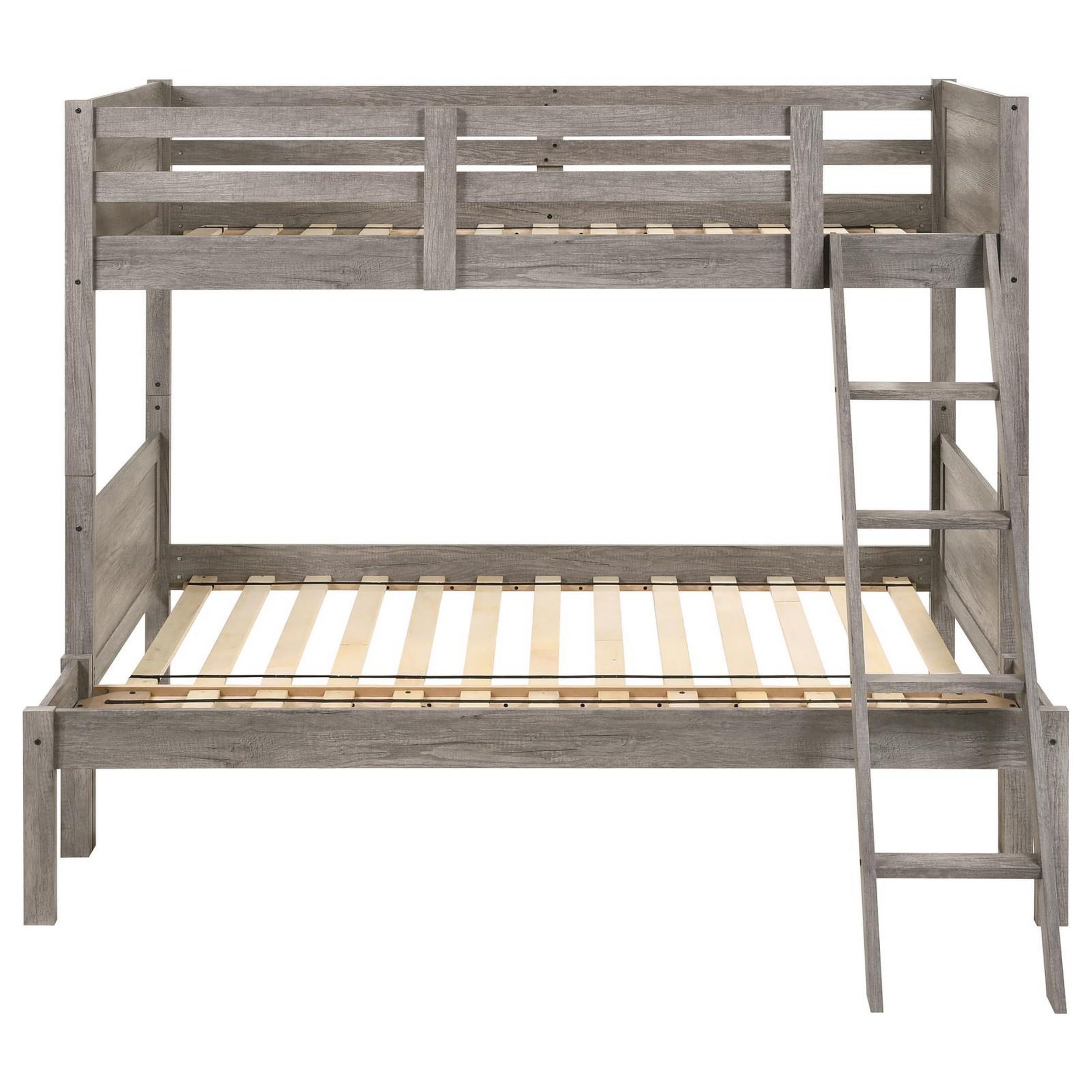 Guard Rails Weathered Wood Over Full Bunk Bed Set Taupe - Twin Size