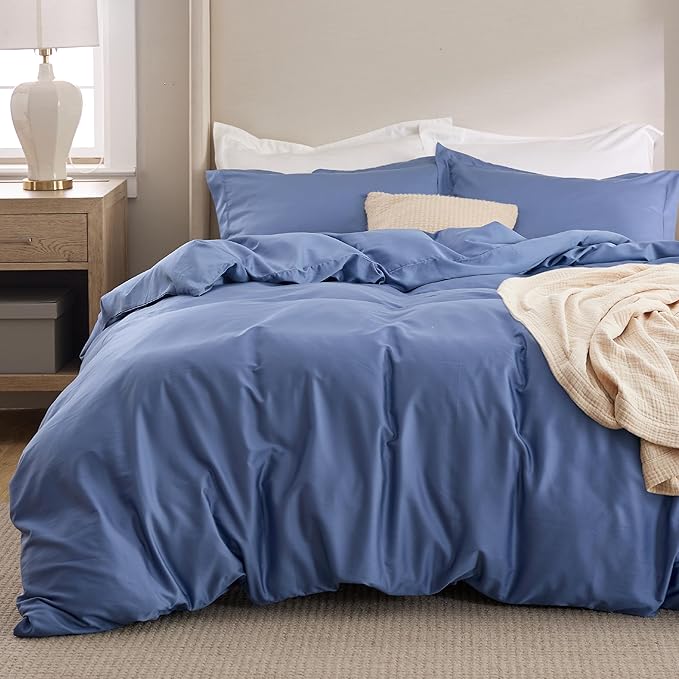 Cotton Duvet Cover Queen Size - Moisture Wicking and Silky Eucalyptus Lyocel