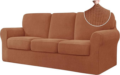 5 Piece Stretch Loveseat Sofa Cover, 2 Seater Couch Slipcover with Two Separate Backrests and Cushions