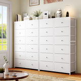 White Dresser, Dresser for Bedroom, Tall Dresser with 12 Large Drawers Fabric Dressers & Chests of Drawers for Bedroom, Entryway, Wooden top & Metal Frame