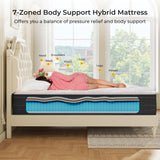 12 Inch King Size Mattress in a Box for Back Pain, Medium Firm Feel Fiberglass Free Hybrid Mattress