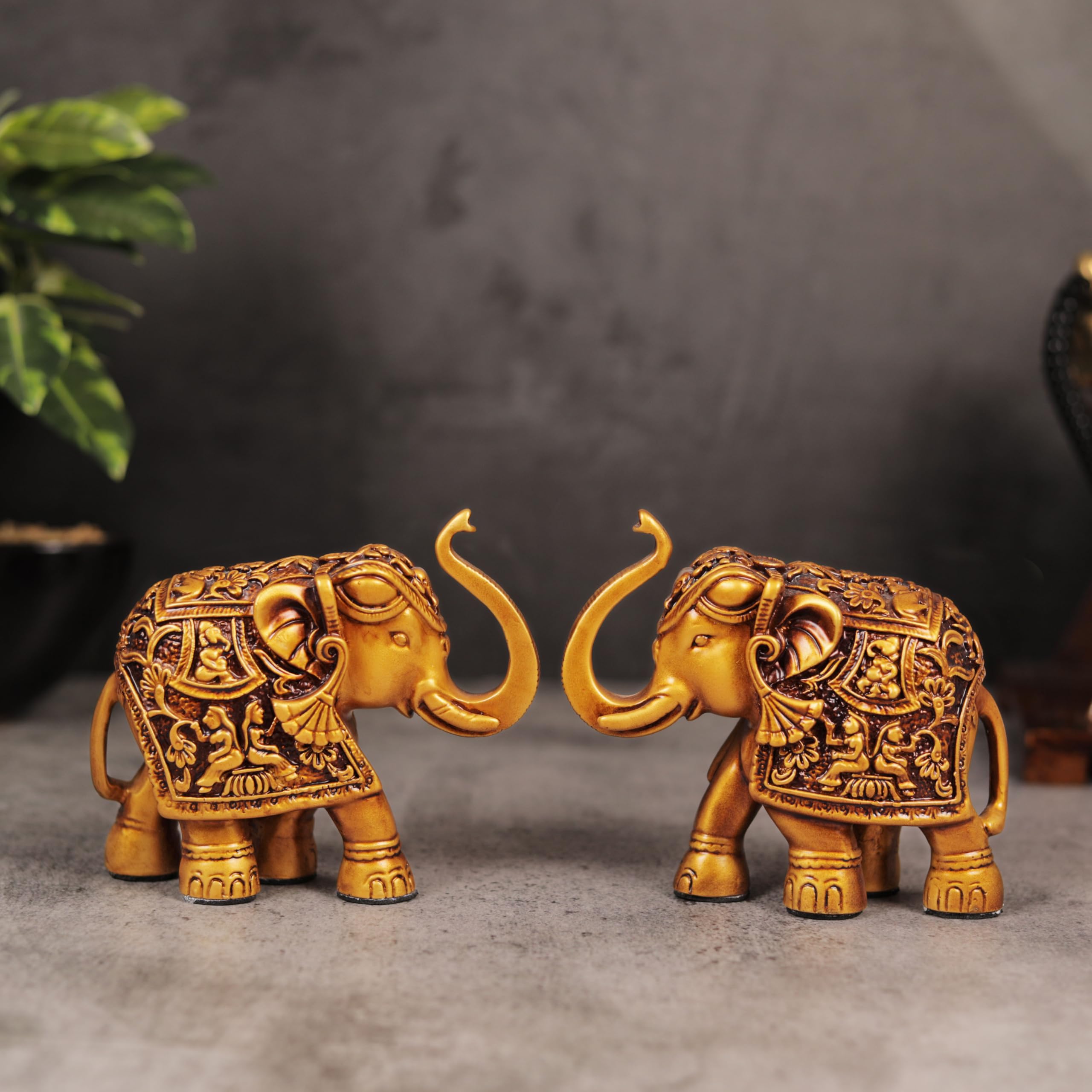 Elephant Statue | Set of 2 Elephant Figurine | Elephant Family Statue Showpiece Figurines