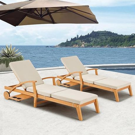 Wood Chaise Lounge Chair Outdoor, Patio Chaise Lounger Recliner