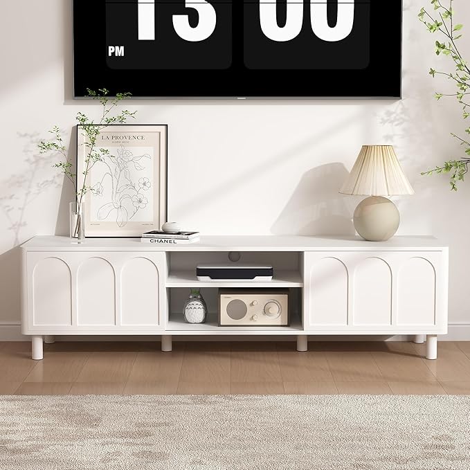 TV Stand for TVs up to 70'', Entertainment Center with Large Storage for Living Room