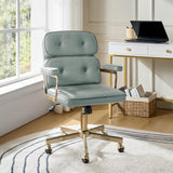 Faux Leather Office Chair with Tufted Backrest - Sage Green