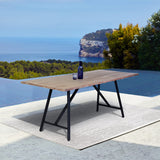 Koala Outdoor Patio Light Eucalyptus Wood and Metal Rectangle Dining Table