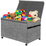 Large Kids Toy Box Storage Chest with 360°Wheels,Toy box with Lid for Boys, Girls,Collapsible