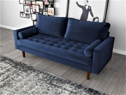 Womble Mid Century Modern Soft Velvet Upholstered Tufted Seat Sofa