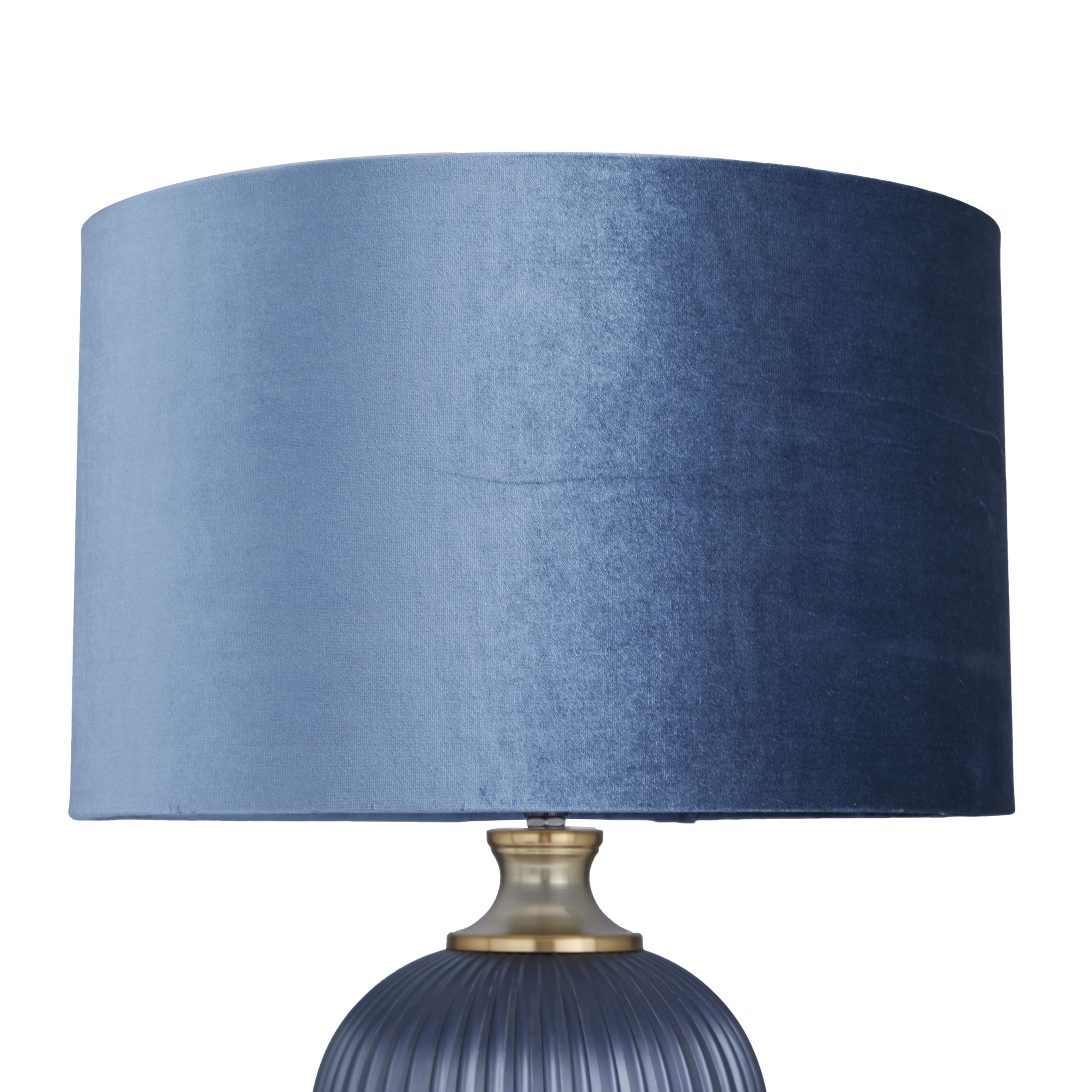 Glass Room Table Lamp Ribbed Accent Lamp with Velvet Shade