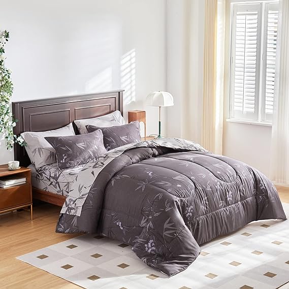 7 Pieces Bed in a Bag King Comforter Set with Sheets,