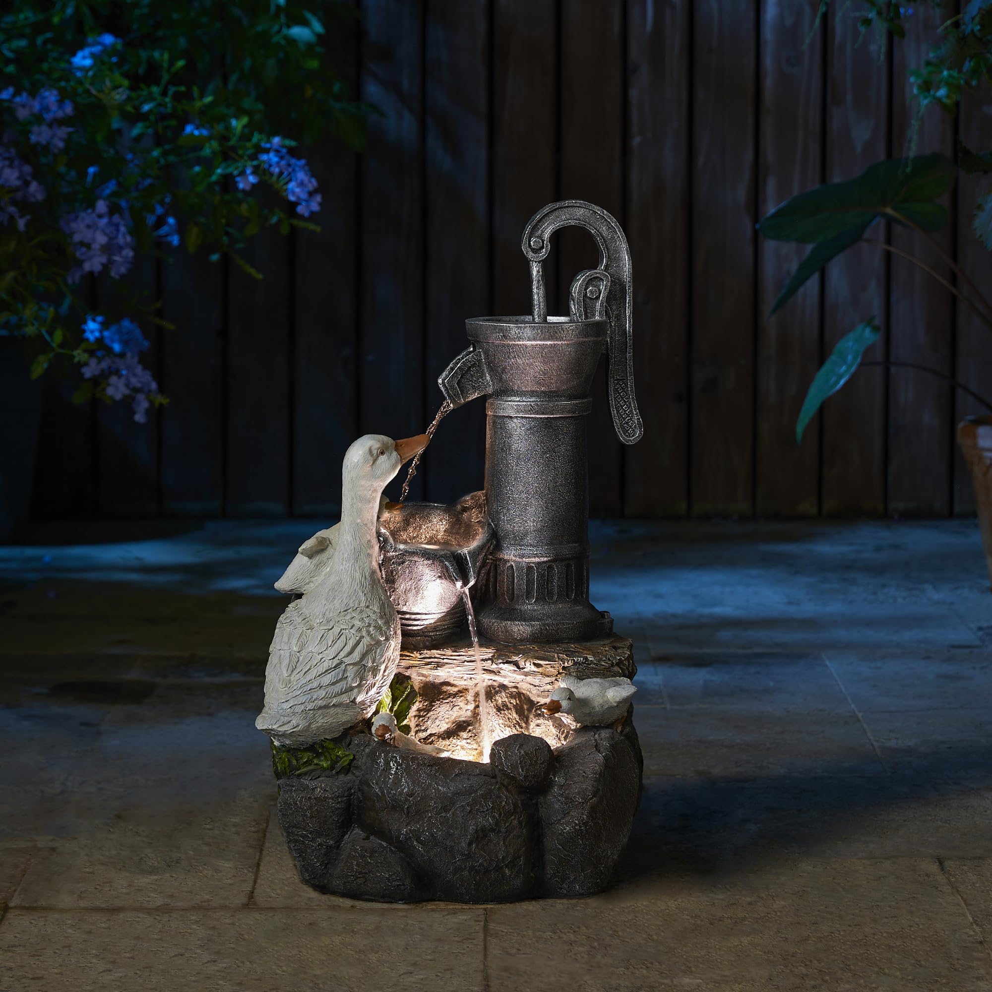 Outdoor Fountain 23.25" Height, Waterfall Fountain Indoor Water Fountain Freestanding