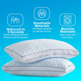 Luxury Cooling Memory Foam Pillows 2 Pack, Bed Pillows Queen Size Set of 2