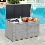 Outdoor Wicker Storage Box, Garden Deck Bin with Steel Frame, Rattan Storage Box