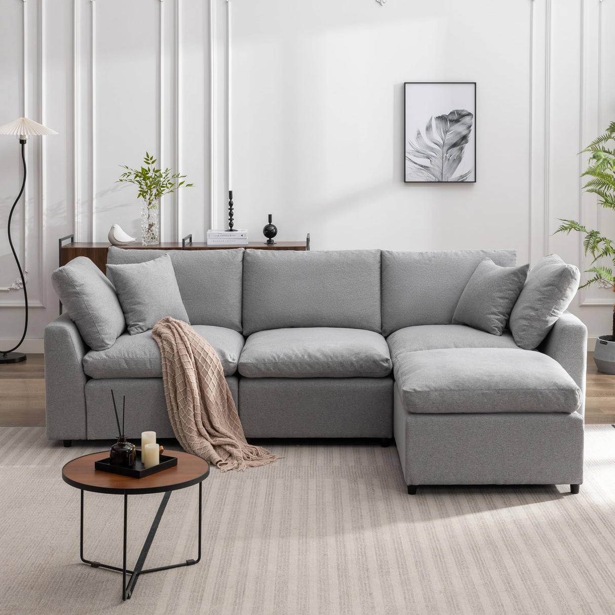 L-Shaped Corner Modular Down Feather Filled Sectional Sofa