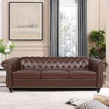 Chesterfield Sofa, Classic Tufted Upholstered Leather Couch, Modern 3 Seater Couch