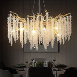 Modern Crystal Chandeliers for Dining Room, Gold Round Tree Branches Chandelier,