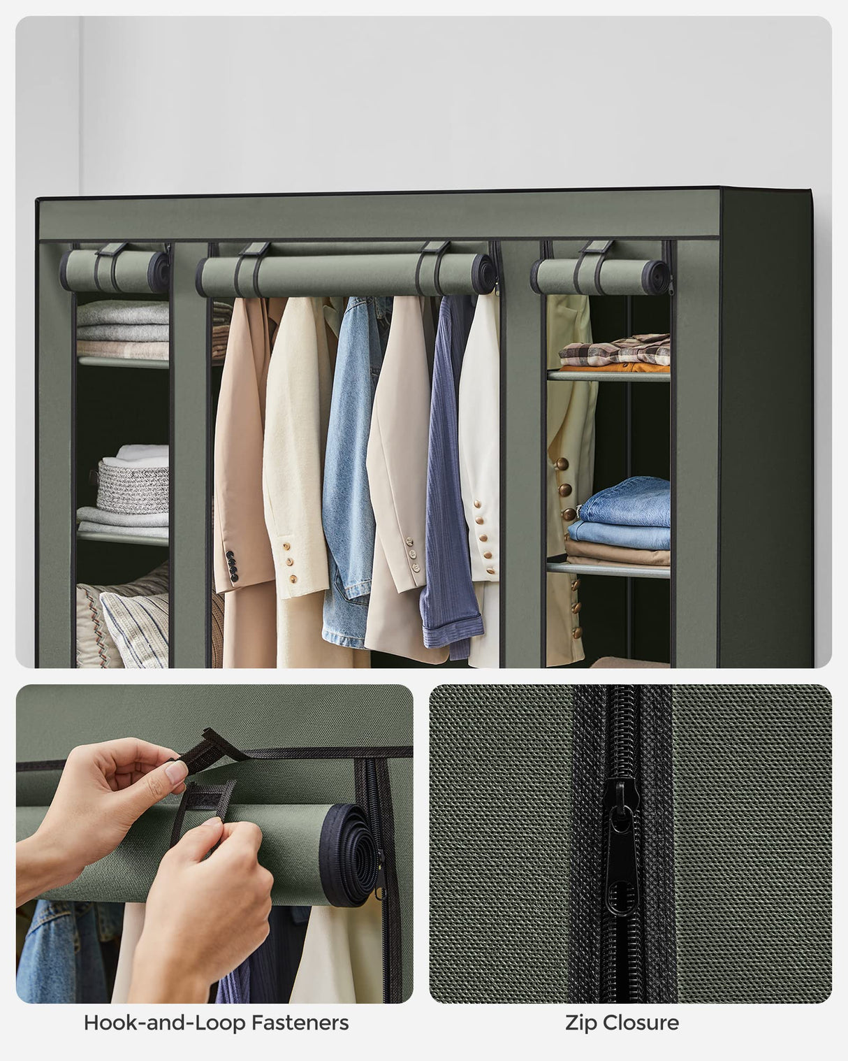 Closet Wardrobe, Portable Closet for Bedroom, Clothes Rail with Non-Woven Fabric Cover